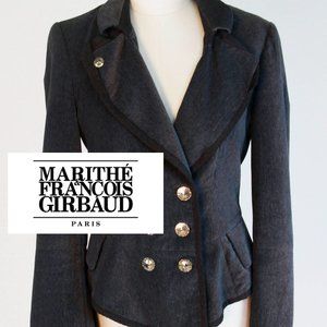 Vintage Marithé-Francois Girbaud Charcoal Gray Velvet Military jacket Blazer S M
